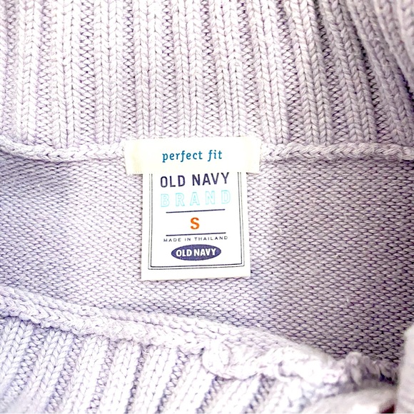 Old Navy Perfect Fit Purple & White Stripe Detail Envelope Button Sweater,Size S - Picture 11 of 11